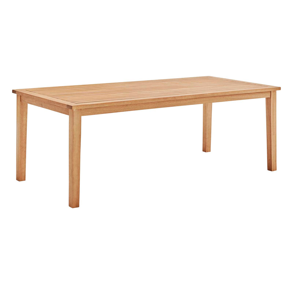 Viewscape 9 Piece Outdoor Patio Ash Wood Dining Set in Natural Taupe.
