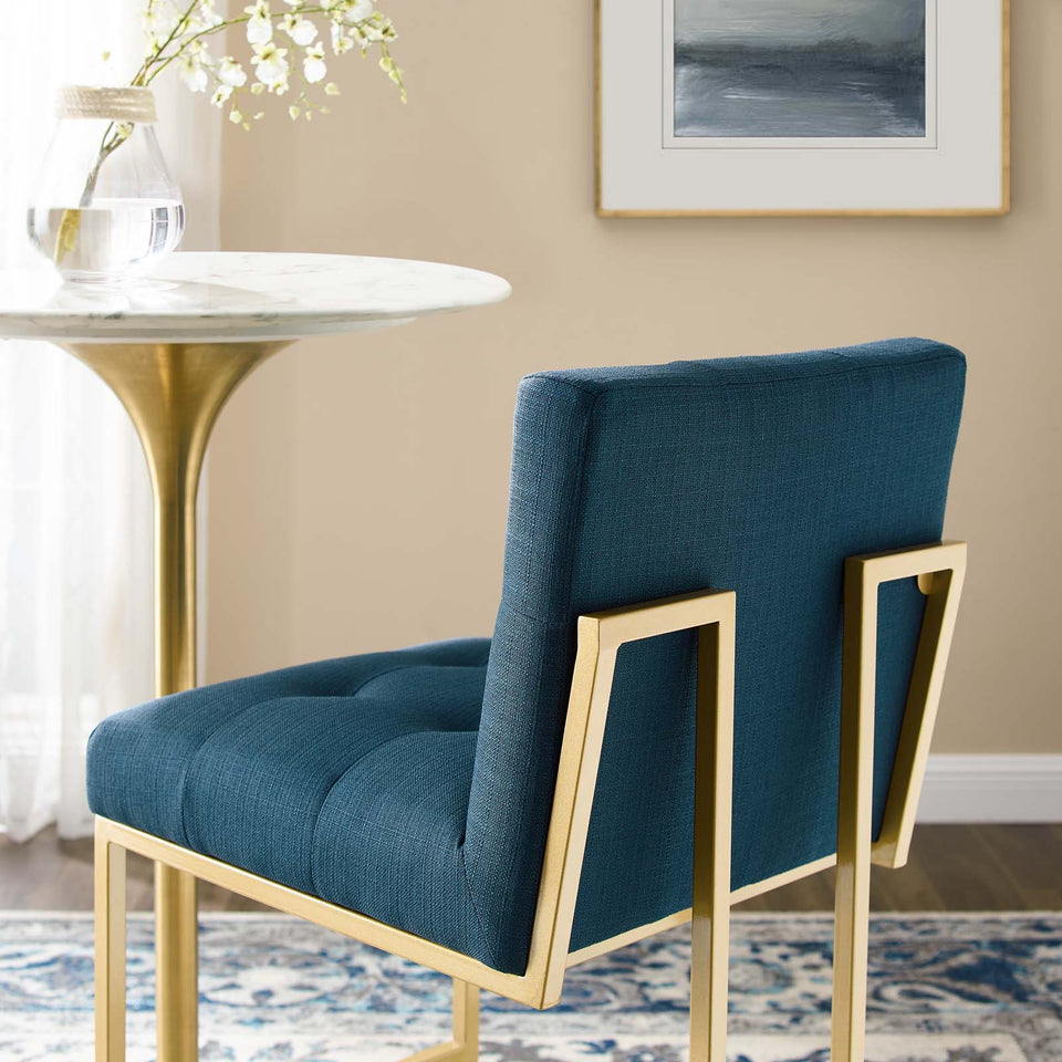 Privy Gold Stainless Steel Upholstered Fabric Bar Stool.