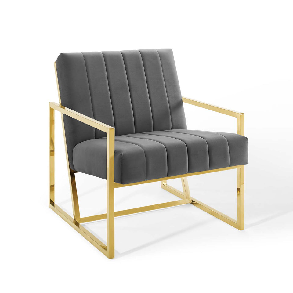 Inspire Channel Tufted Performance Velvet Armchair.