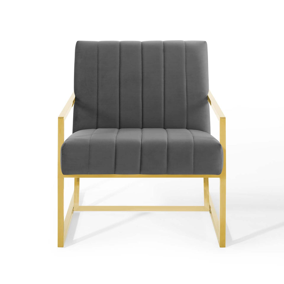 Inspire Channel Tufted Performance Velvet Armchair.