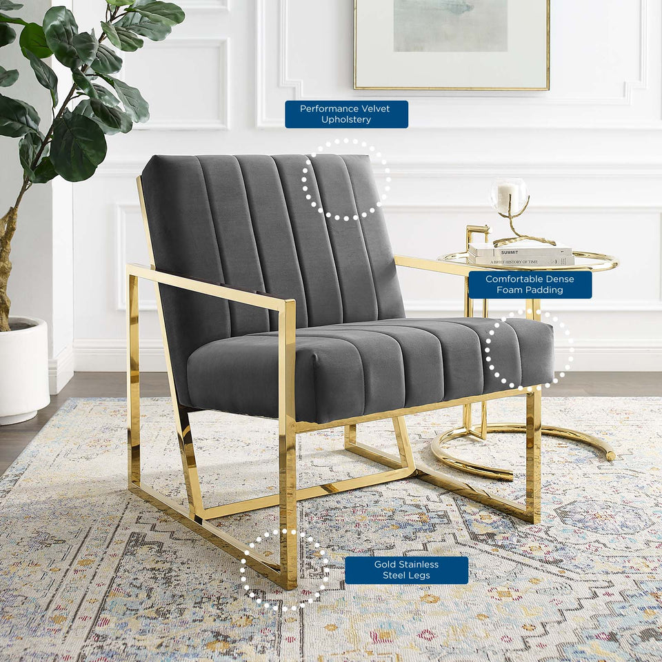 Inspire Channel Tufted Performance Velvet Armchair.