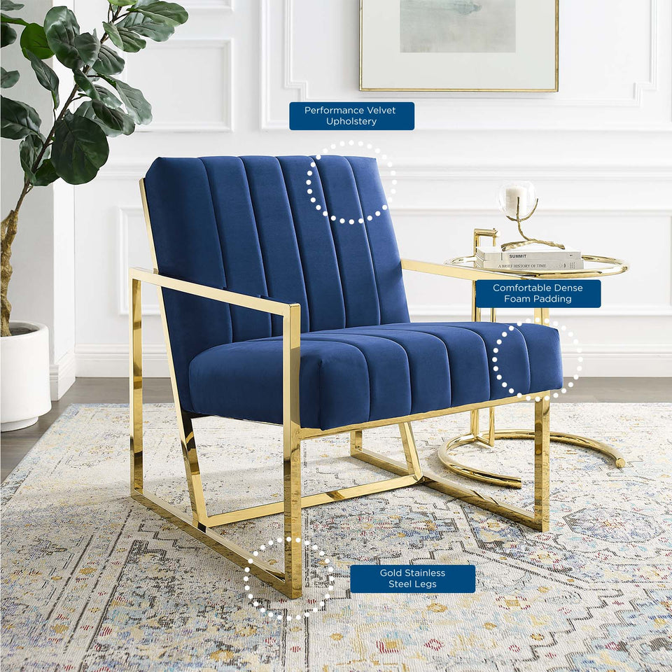 Inspire Channel Tufted Performance Velvet Armchair.