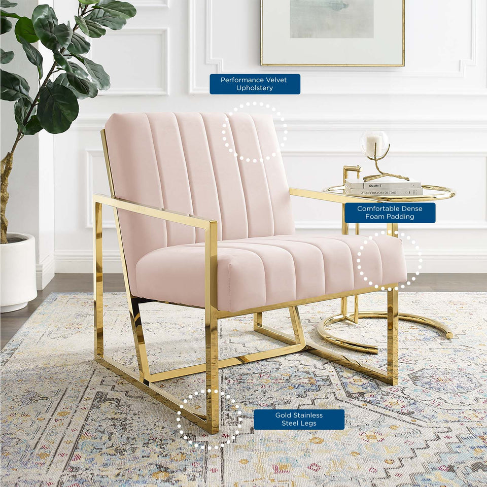 Inspire Channel Tufted Performance Velvet Armchair.
