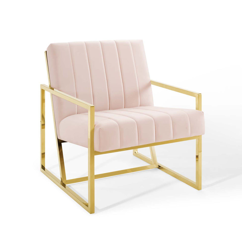 Inspire Channel Tufted Performance Velvet Armchair.