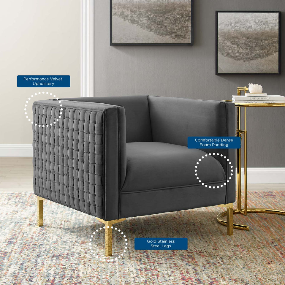 Resonate Performance Velvet Armchair.