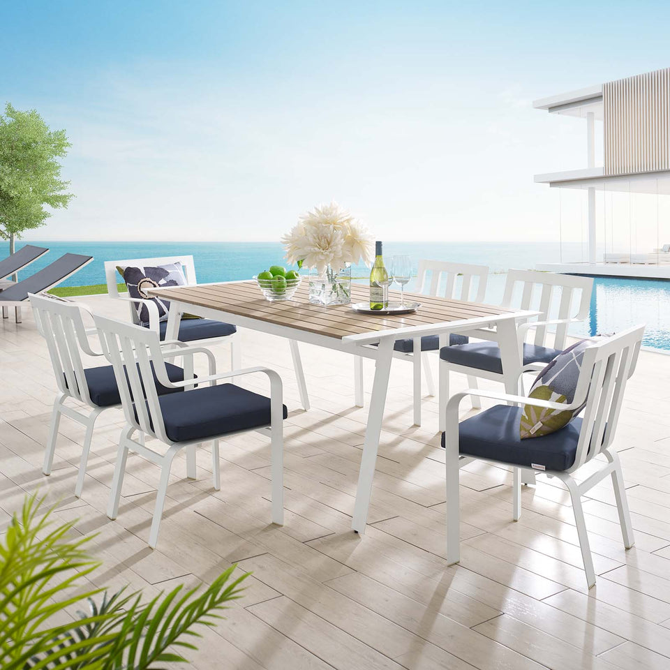 Baxley 7 Piece Outdoor Patio Aluminum Dining Set.