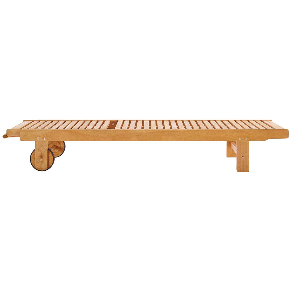 Hatteras Outdoor Patio Eucalyptus Wood Chaise Lounge Set of 2 in Natural.
