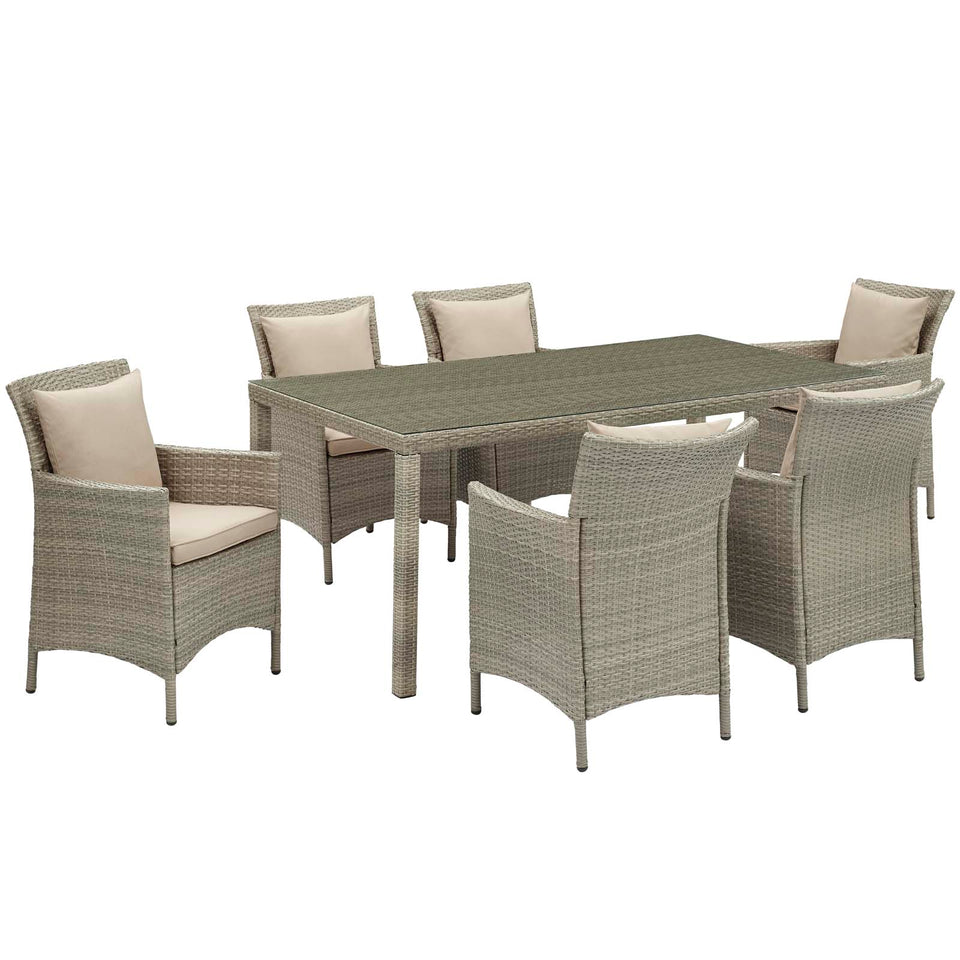 Conduit 7 Piece Outdoor Patio Wicker Rattan Dining Set.