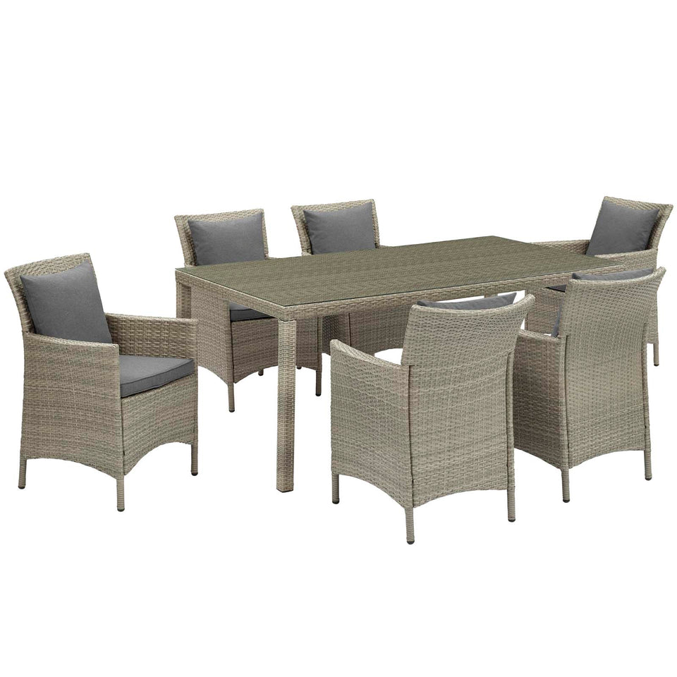 Conduit 7 Piece Outdoor Patio Wicker Rattan Dining Set.