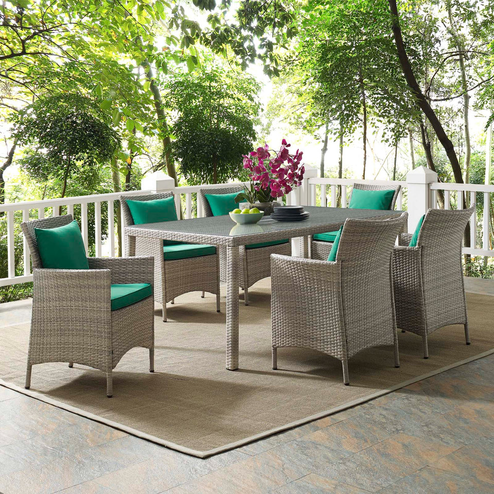 Conduit 7 Piece Outdoor Patio Wicker Rattan Dining Set.
