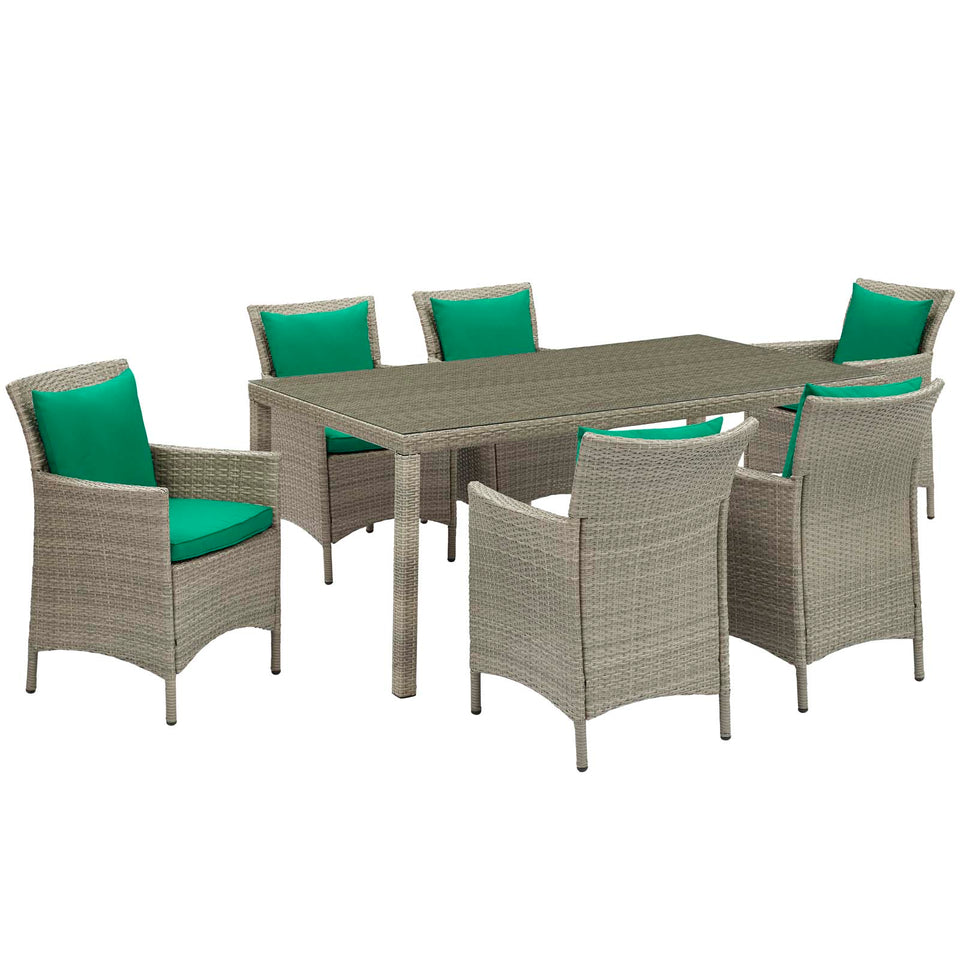 Conduit 7 Piece Outdoor Patio Wicker Rattan Dining Set.