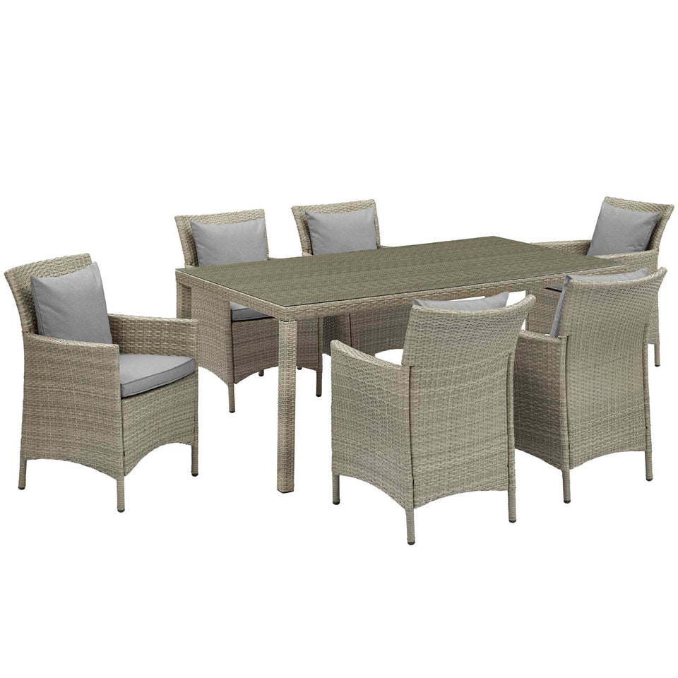 Conduit 7 Piece Outdoor Patio Wicker Rattan Dining Set.