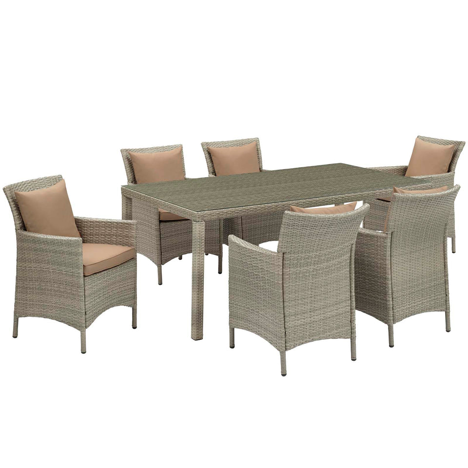 Conduit 7 Piece Outdoor Patio Wicker Rattan Dining Set.