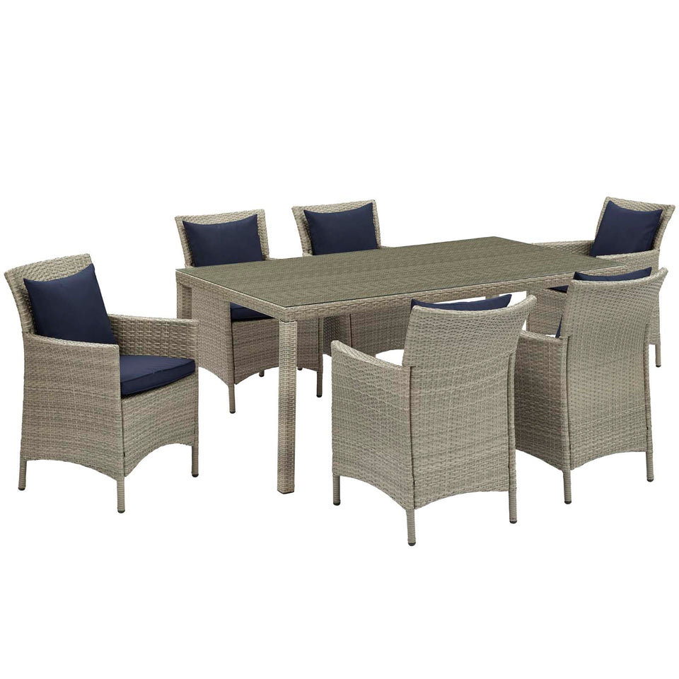 Conduit 7 Piece Outdoor Patio Wicker Rattan Dining Set.