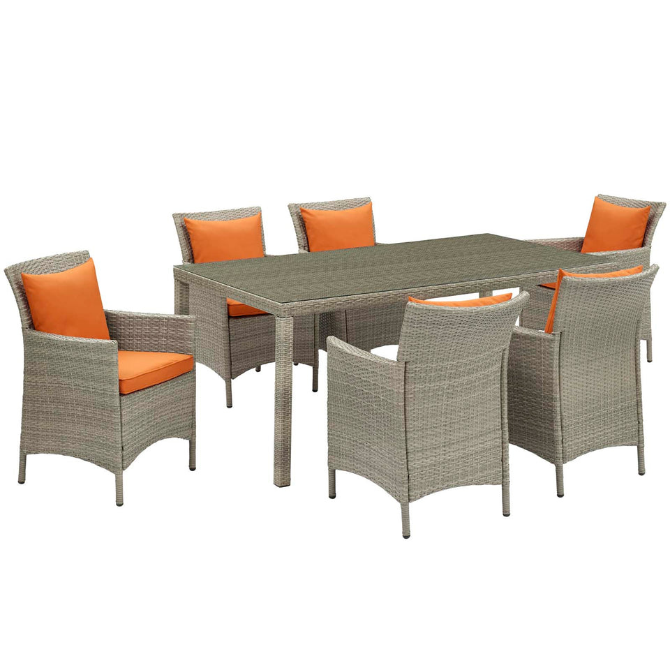 Conduit 7 Piece Outdoor Patio Wicker Rattan Dining Set.