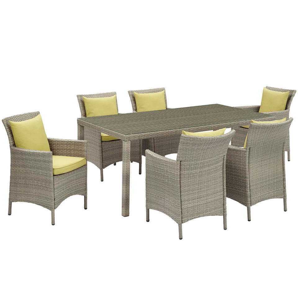 Conduit 7 Piece Outdoor Patio Wicker Rattan Dining Set.