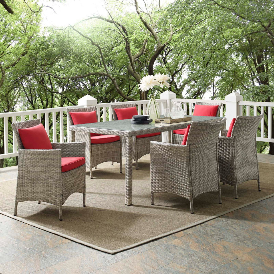 Conduit 7 Piece Outdoor Patio Wicker Rattan Dining Set.