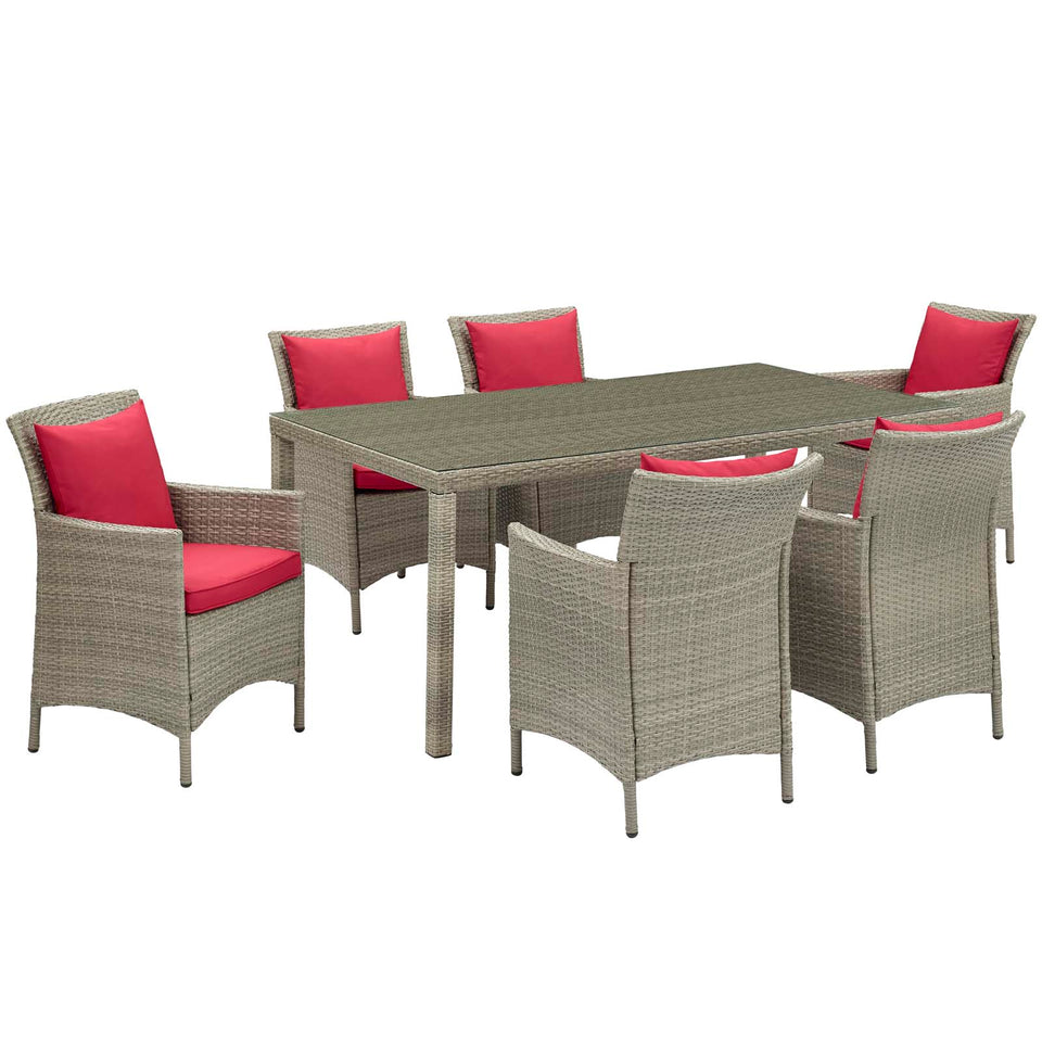 Conduit 7 Piece Outdoor Patio Wicker Rattan Dining Set.