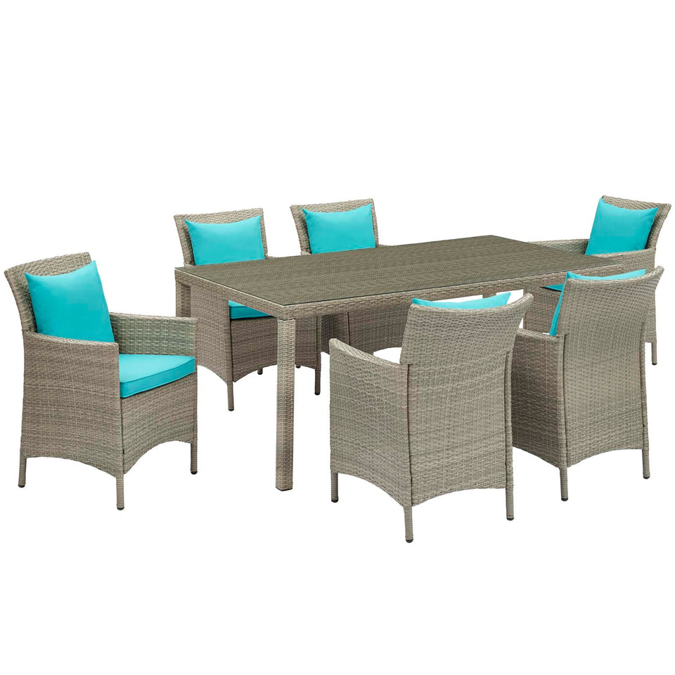 Conduit 7 Piece Outdoor Patio Wicker Rattan Dining Set.