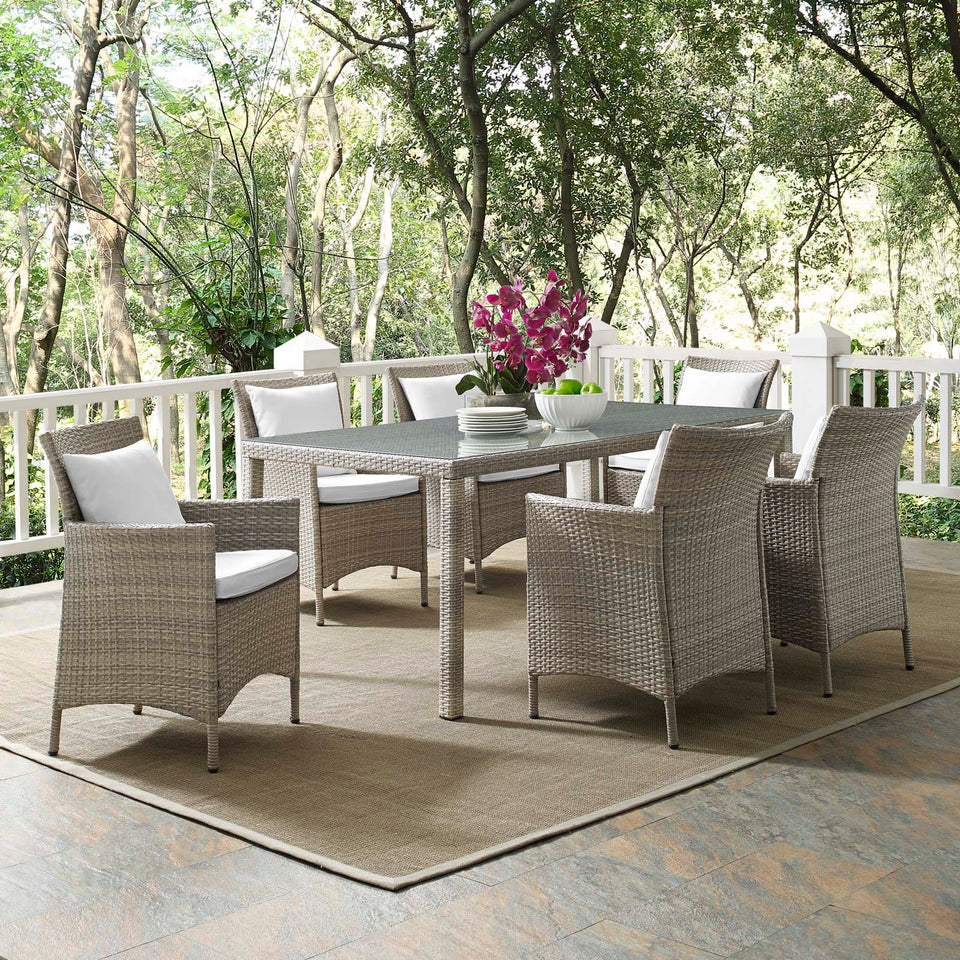 Conduit 7 Piece Outdoor Patio Wicker Rattan Dining Set.