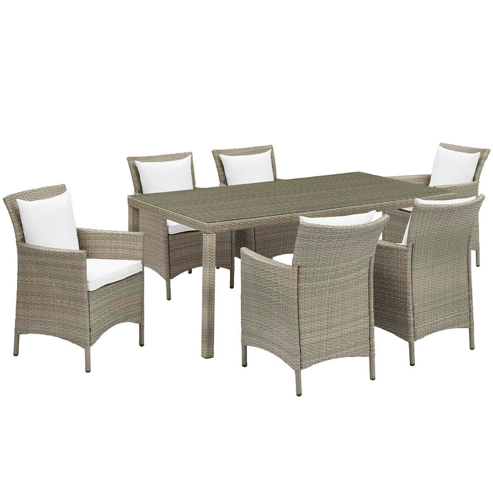 Conduit 7 Piece Outdoor Patio Wicker Rattan Dining Set.