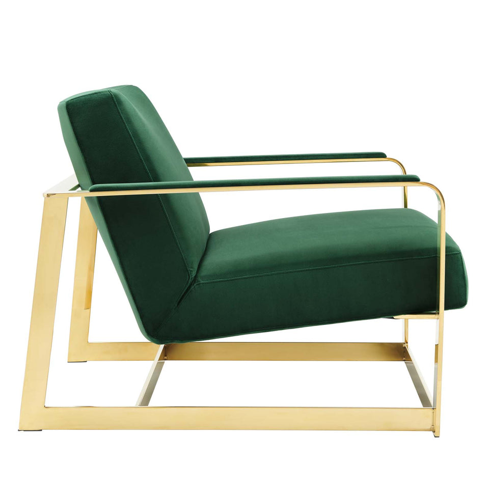 Seg Performance Velvet Accent Chair in Gold.