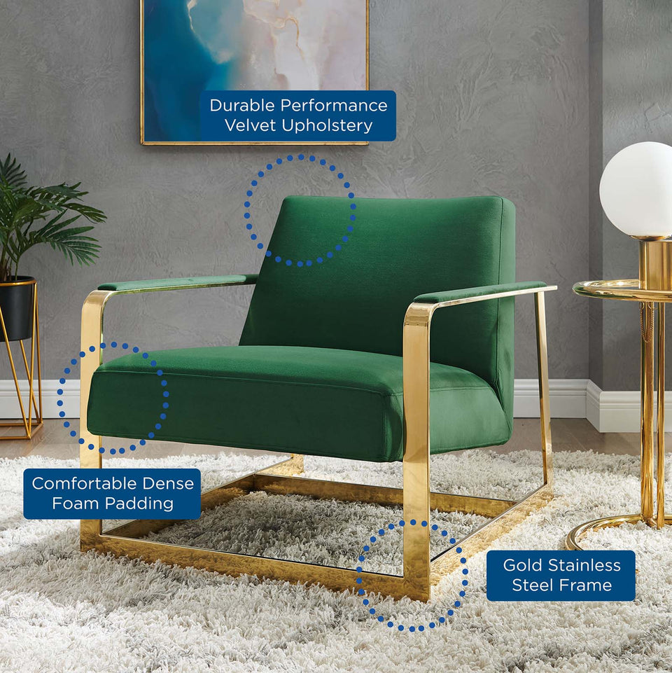 Seg Performance Velvet Accent Chair in Gold.