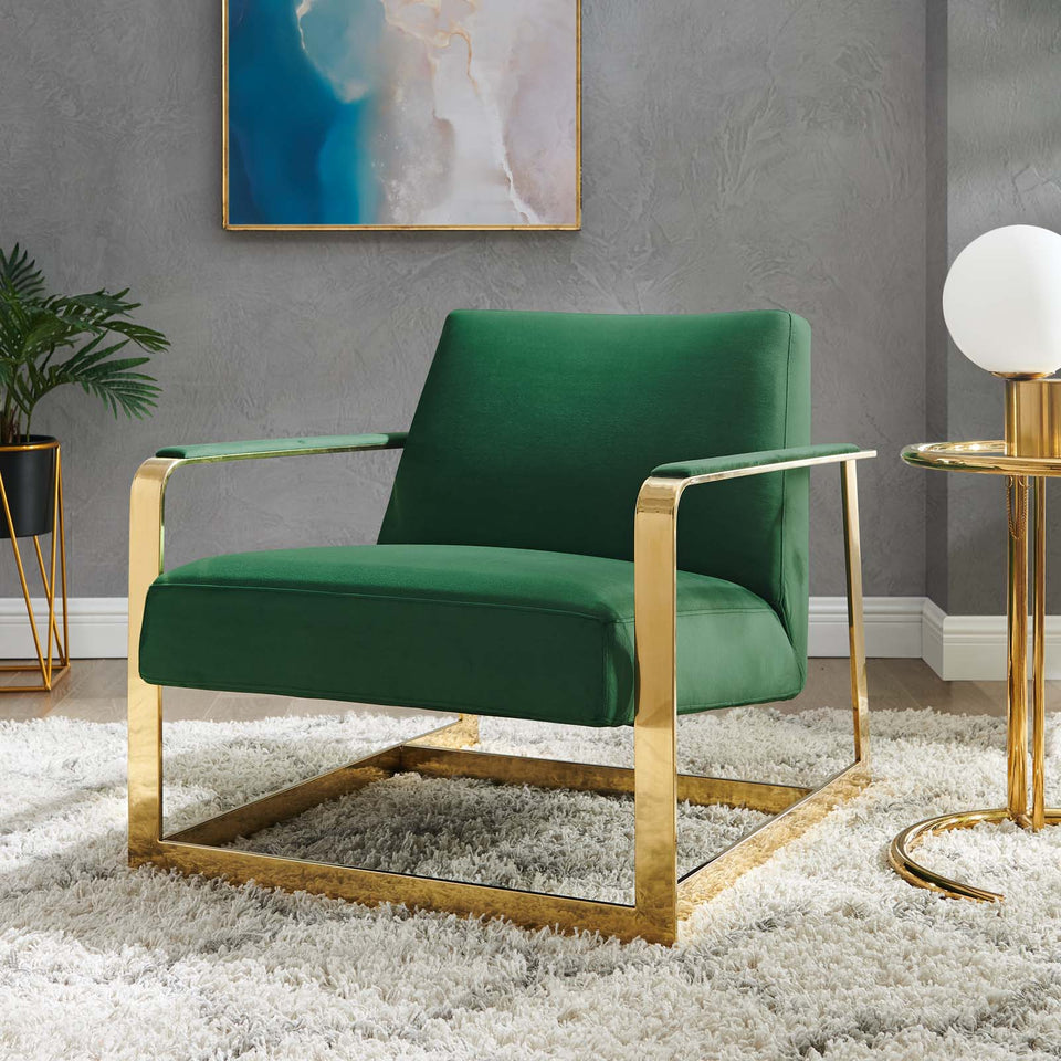 Seg Performance Velvet Accent Chair in Gold.