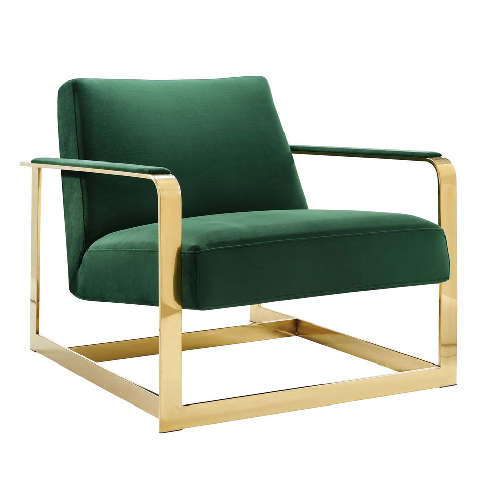 Seg Performance Velvet Accent Chair in Gold.