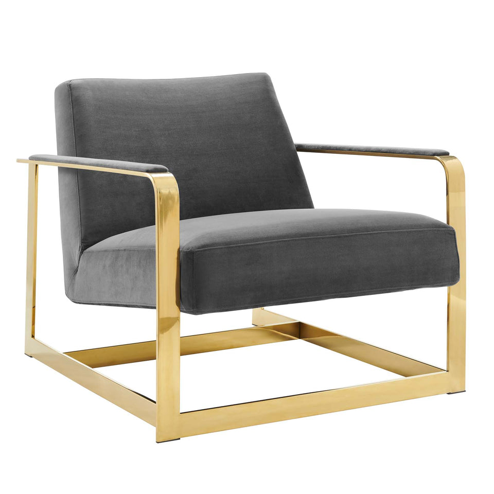 Seg Performance Velvet Accent Chair in Gold.