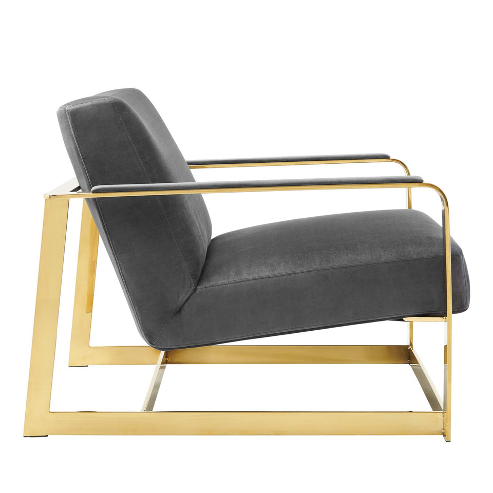 Seg Performance Velvet Accent Chair in Gold.