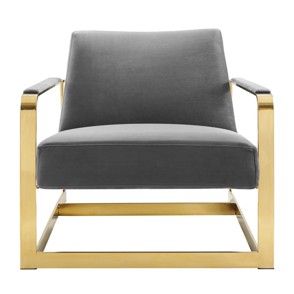 Seg Performance Velvet Accent Chair in Gold.