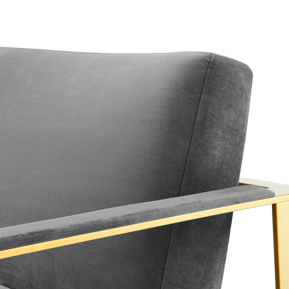 Seg Performance Velvet Accent Chair in Gold.