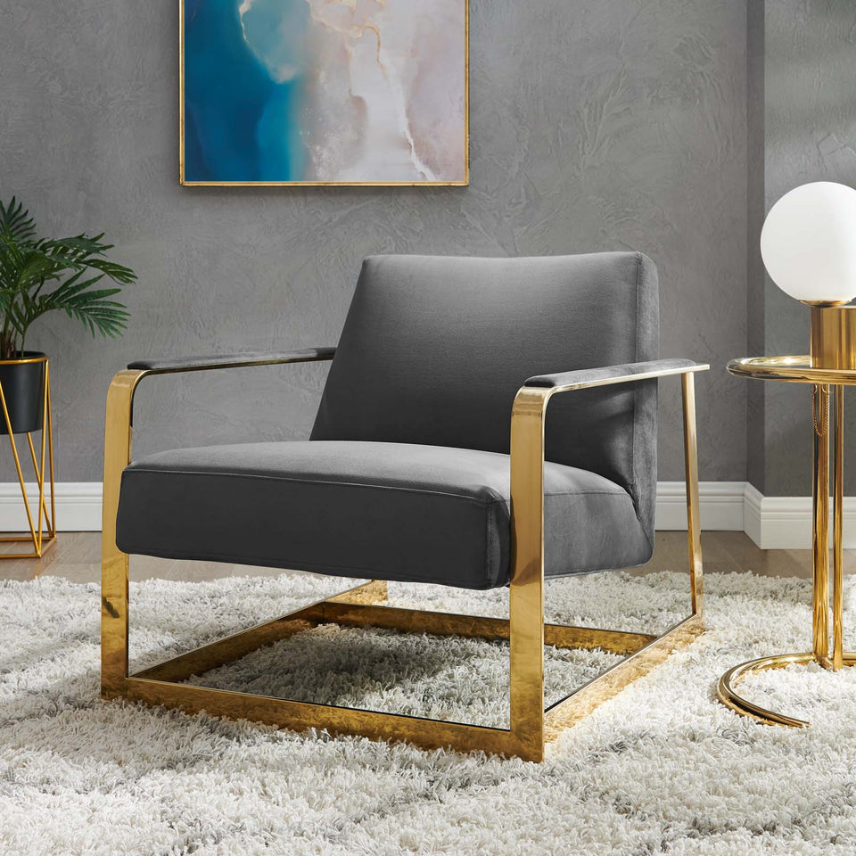 Seg Performance Velvet Accent Chair in Gold.