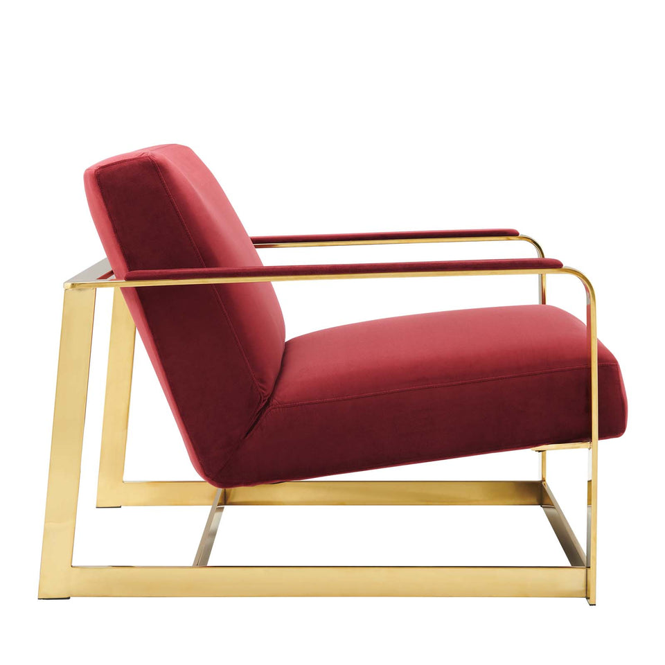 Seg Performance Velvet Accent Chair in Gold.