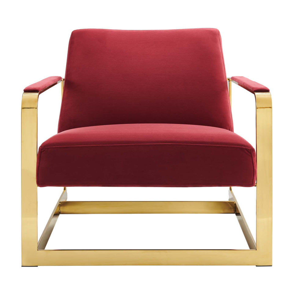 Seg Performance Velvet Accent Chair in Gold.