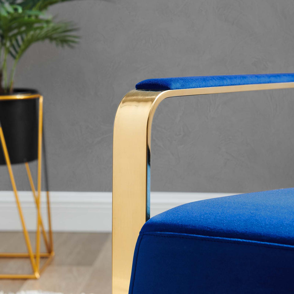 Seg Performance Velvet Accent Chair in Gold.