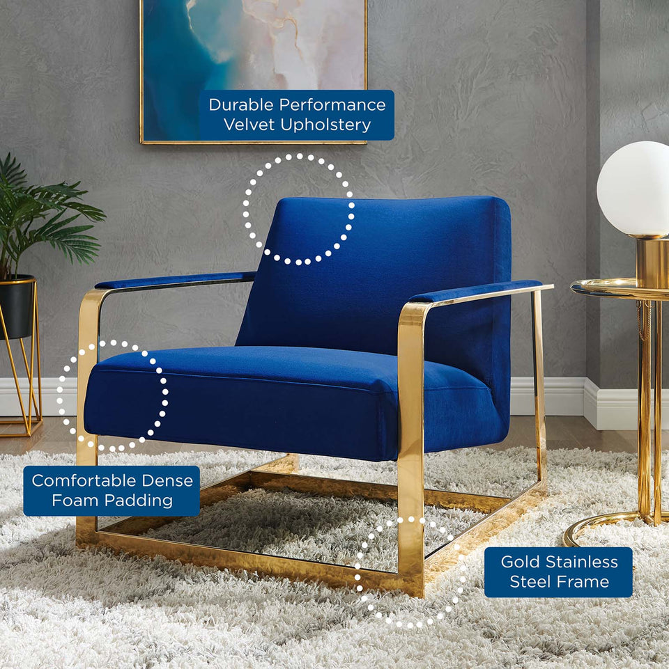 Seg Performance Velvet Accent Chair in Gold.