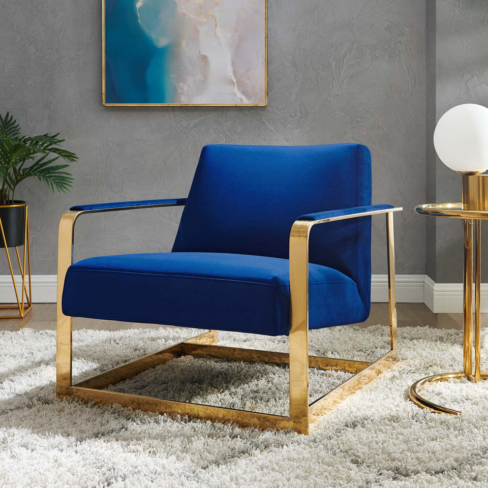 Seg Performance Velvet Accent Chair in Gold.