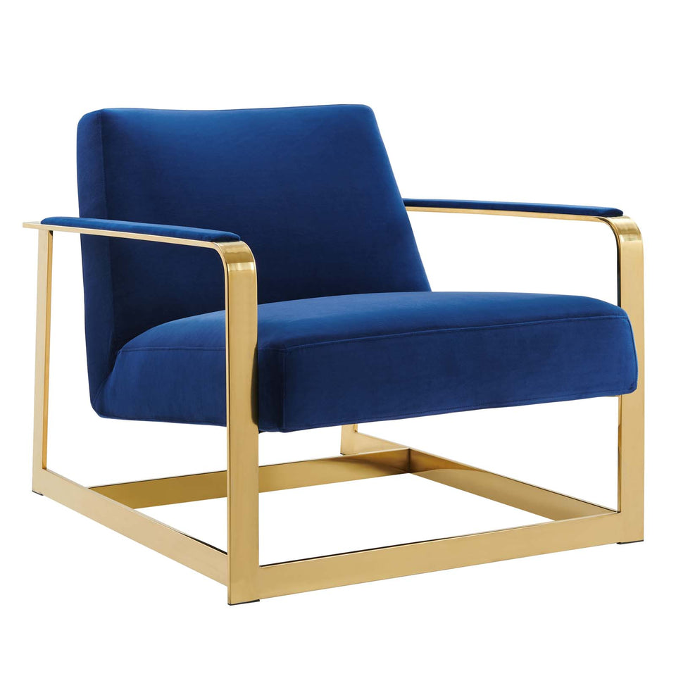 Seg Performance Velvet Accent Chair in Gold.