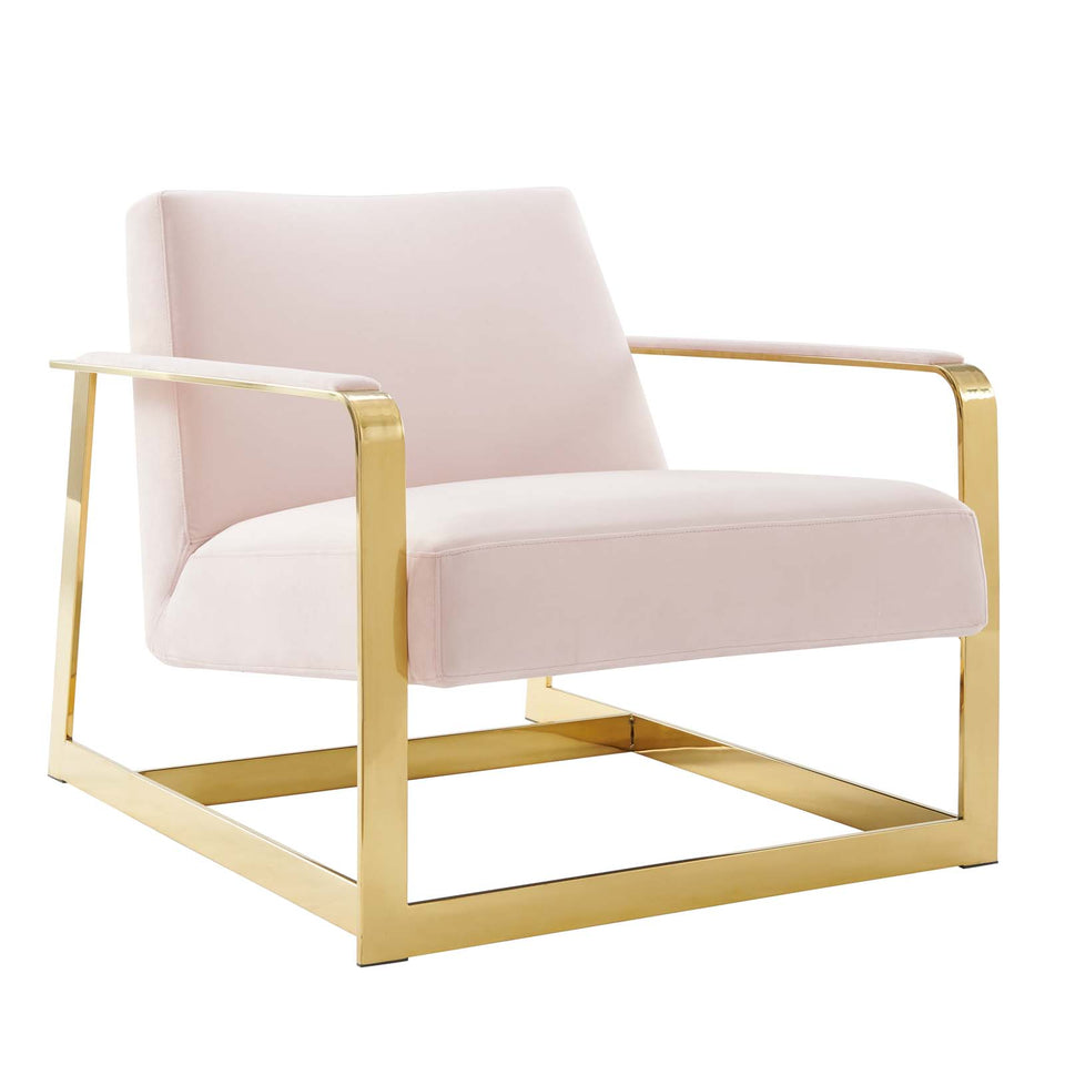 Seg Performance Velvet Accent Chair in Gold.
