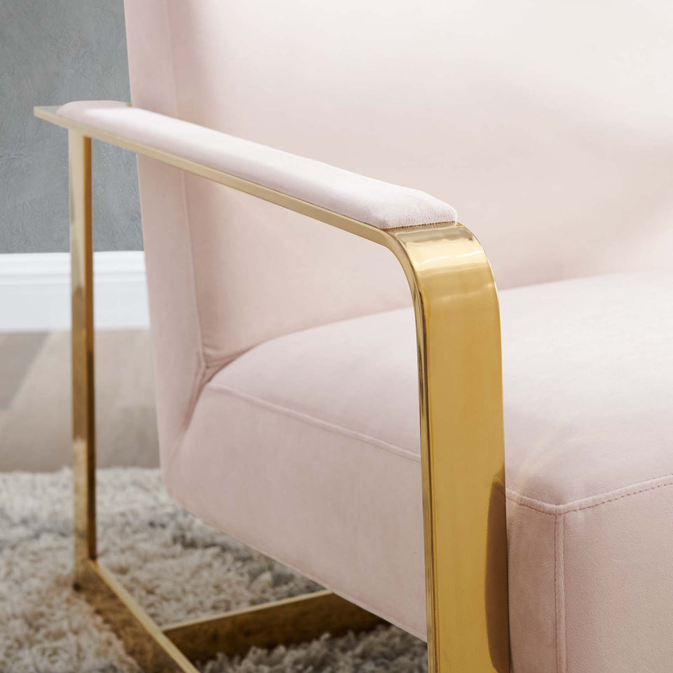 Seg Performance Velvet Accent Chair in Gold.