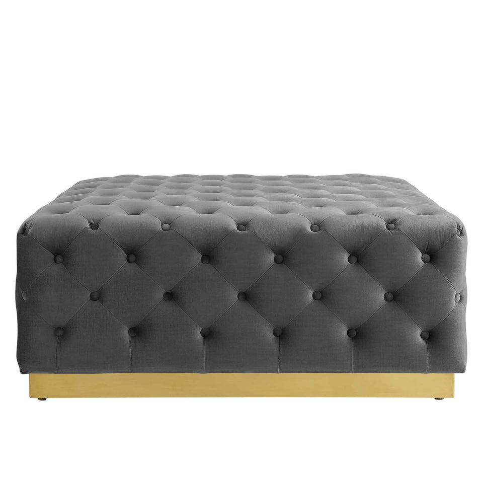 Ensconce Tufted Performance Velvet Square Ottoman.