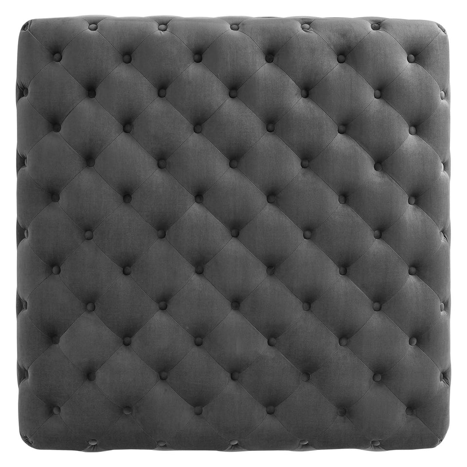 Ensconce Tufted Performance Velvet Square Ottoman.