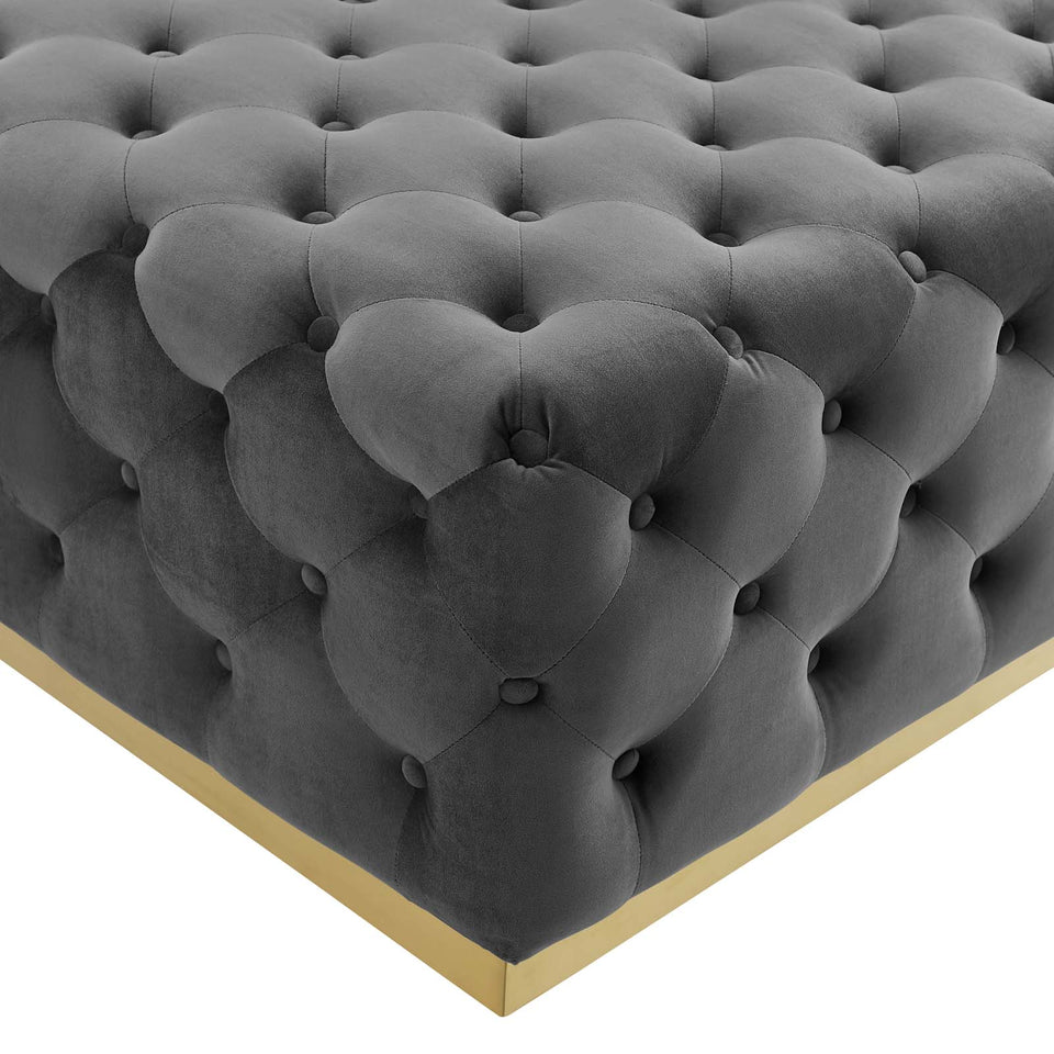 Ensconce Tufted Performance Velvet Square Ottoman.