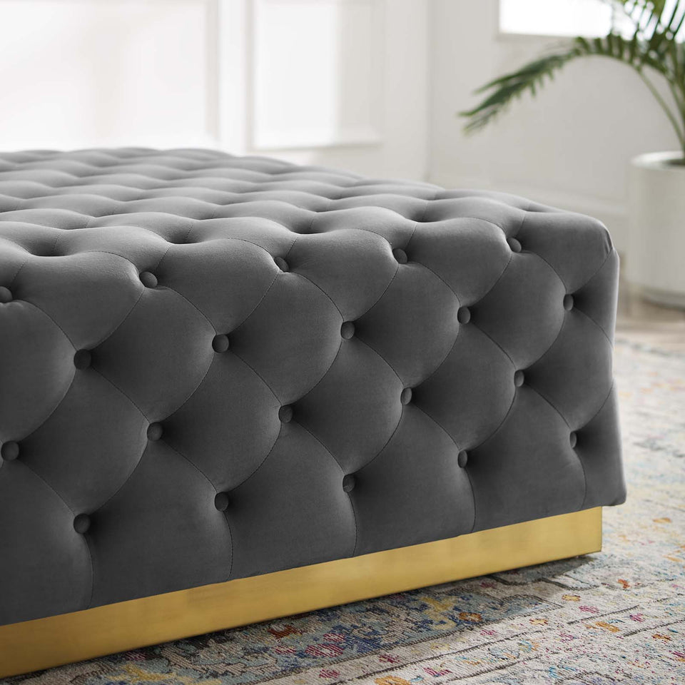 Ensconce Tufted Performance Velvet Square Ottoman.