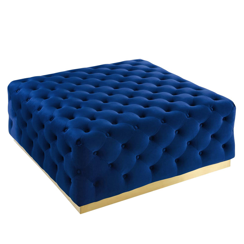 Ensconce Tufted Performance Velvet Square Ottoman.