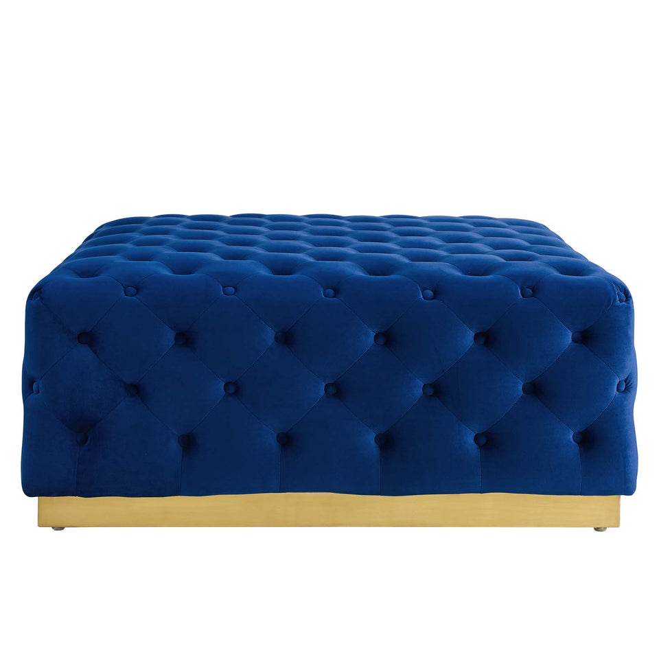 Ensconce Tufted Performance Velvet Square Ottoman.