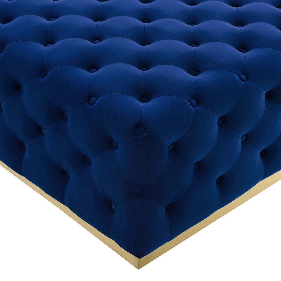 Ensconce Tufted Performance Velvet Square Ottoman.