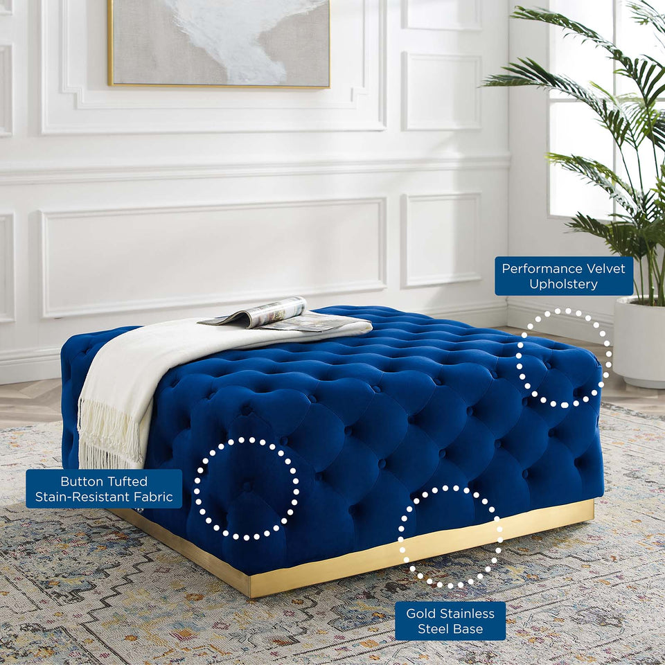 Ensconce Tufted Performance Velvet Square Ottoman.